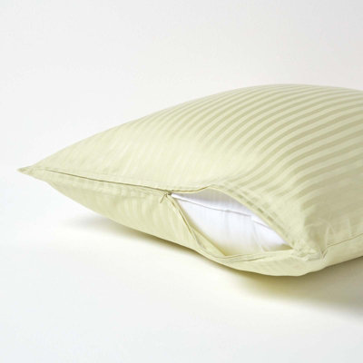 Homescapes Sage Green Continental Egyptian Cotton Pillowcase 330 TC, 60 x 60 cm