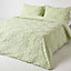 Homescapes Sage Green Diamond Cotton Tufted Duvet Cover Set, King