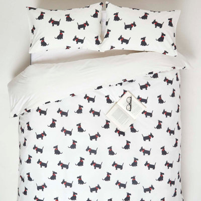 Homescapes Scottie Dog Digitally Printed Cotton Duvet Cover Set, Double