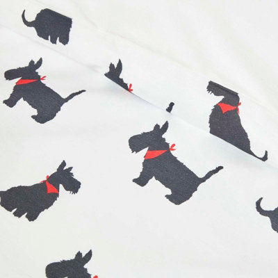 Homescapes Scottie Dog Digitally Printed Cotton Duvet Cover Set, King