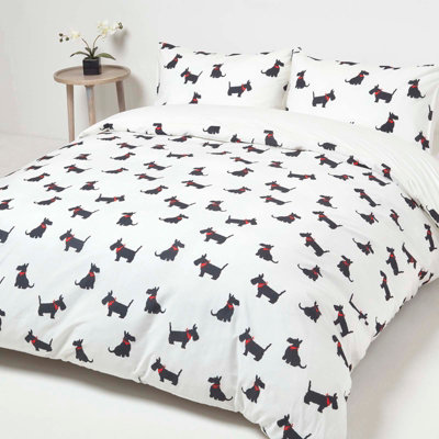 Homescapes Scottie Dog Digitally Printed Cotton Duvet Cover Set, King