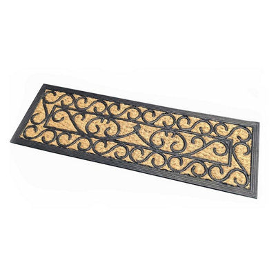 Homescapes Scroll Rubber and Coir Doormat