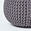 Homescapes Sea Grey Round Cotton Knitted Pouffe Footstool
