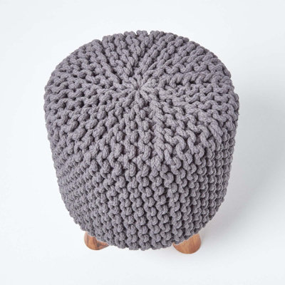 Knitted shop grey footstool