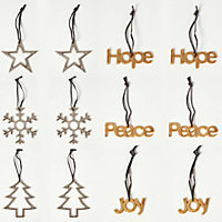 Homescapes Set of 12 Gold and Silver Christmas Tree Decorations