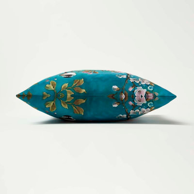 Homescapes Set of 2 Blue Birds & Flowers Waterproof Outdoor Cushions, 45 x 45 cm