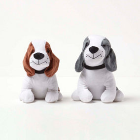 Homescapes Set of 2 Brown and Grey Dog Doorstops