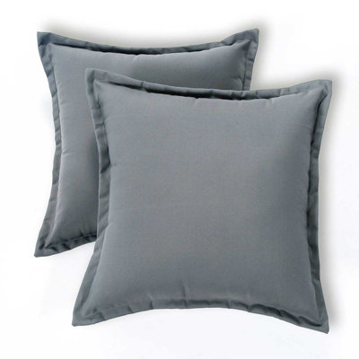 Homescapes Set of 2 Grey Plain Waterproof Outdoor Cushions, 45 x 45 cm
