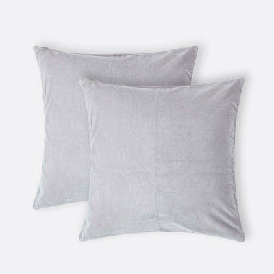 Homescapes Set of 2 Light Grey Velvet Cushion Covers 40 x 40 cm