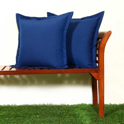 Homescapes Set of 2 Navy Plain Waterproof Outdoor Cushions, 45 x 45 cm