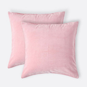Homescapes Set of 2 Pink Velvet Cushion Covers, 40 x 40 cm