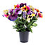Homescapes Set of 2 Purple & Yellow Pansy & Roses Artificial Flowers in Grave Vases
