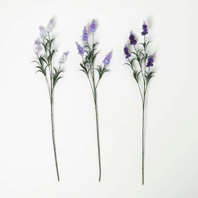 Homescapes Set of 3 Artificial Purple Handcrafted Lavander Spray Single Stems, 68 cm