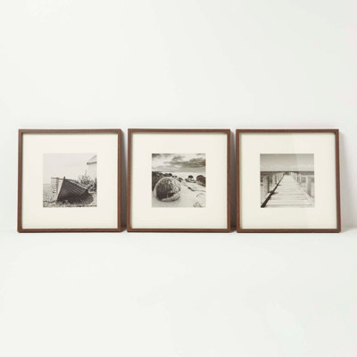 Buy Homescapes Set of 3 Beach Front Sepia Photographs Framed Wall Art ...