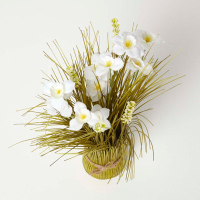 Homescapes Set of White and Yellow Daffodil Artificial Flower Arrangement