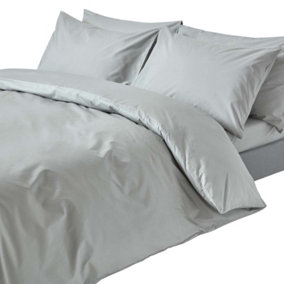 Homescapes Silver Grey Egyptian Cotton Duvet Cover with Pillowcases 200 TC, Double