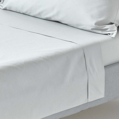 Homescapes Silver Grey Egyptian Cotton Flat Sheet 200 TC, Double