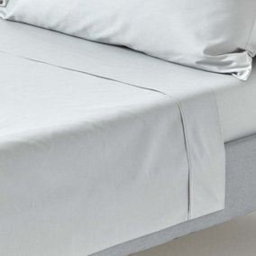 Homescapes Silver Grey Egyptian Cotton Flat Sheet 200 TC, Double