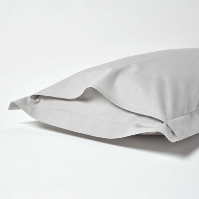 Homescapes Silver Grey Egyptian Cotton Oxford Pillowcase 200 TC, Standard Size