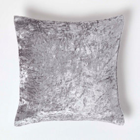 Homescapes Silver Luxury Crushed Velvet Cushion Cover, 45 x 45 cm