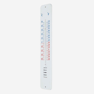 Homescapes Silver Metal Wall Thermometer, 45 cm
