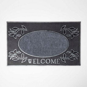 Homescapes Silver 'Welcome' Door Mat, 75 x 45 cm