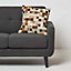 Homescapes Small Block Check Brown & Cream Leather Cushion 45 x 45 cm