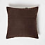 Homescapes Small Block Check Brown & Cream Leather Cushion 45 x 45 cm