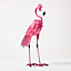 Homescapes Small Metal Pink Flamingo with Hooked Neck, 35 cm Tall