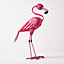 Homescapes Small Metal Pink Flamingo with Hooked Neck, 35 cm Tall