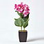 Homescapes Small Pink Artificial Hydrangea Flower in Black Pot, 38 cm Tall