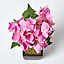 Homescapes Small Pink Artificial Hydrangea Flower in Black Pot, 38 cm Tall