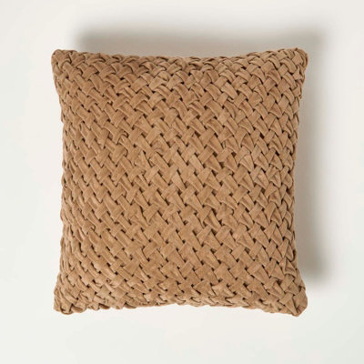 Homescapes Sofia Pleated Taupe Velvet Cushion