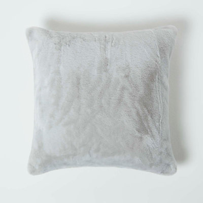 Homescapes Soft Touch Faux Fur Grey Cushion 46 x 46 cm