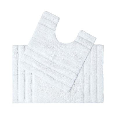 Homescapes Spa Supreme Luxury White Bath Mat and Pedestal Set