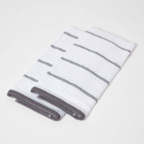 Homescapes Steel Grey Cotton Tea Towel Set of Two