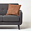 Homescapes Tan Brown Real Leather Suede Cushion with Feather Filling