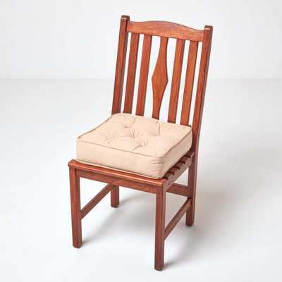 Homescapes Taupe Beige Cotton Dining Chair Booster Cushion DIY at B Q
