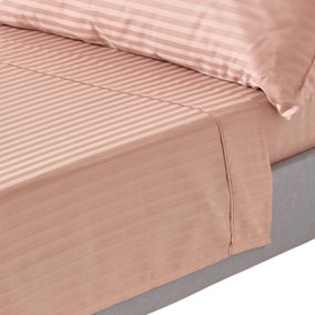 Homescapes Taupe Beige Egyptian Cotton Satin Stripe Flat Sheet 330 TC, Single
