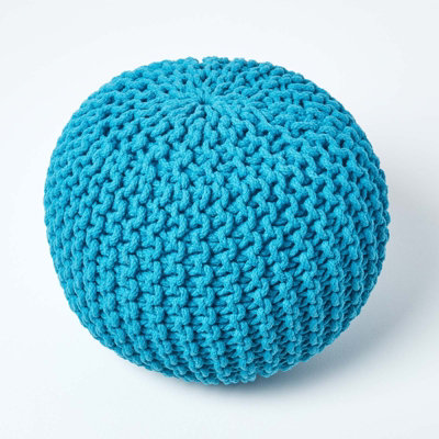 Teal knitted deals pouffe