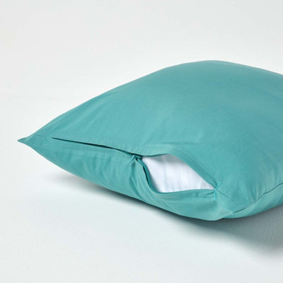 Homescapes Teal Continental Egyptian Cotton Pillowcase 200 TC, 40 x 40 cm