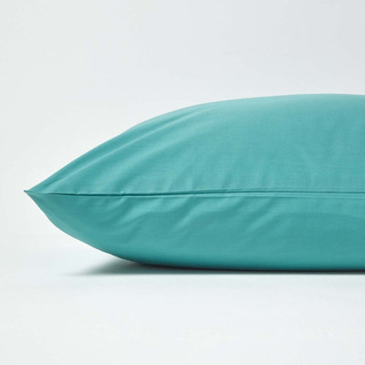 Homescapes Teal Continental Egyptian Cotton Pillowcase 200 TC, 60 x 60 cm