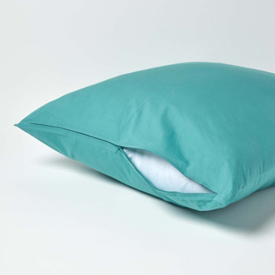 Homescapes Teal Continental Egyptian Cotton Pillowcase 200 TC, 60 x 60 cm