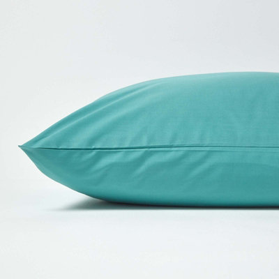 Homescapes Teal Continental Egyptian Cotton Pillowcase 200 TC, 80 x 80 cm