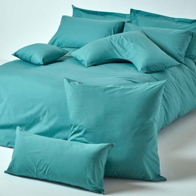 Homescapes Teal Continental Egyptian Cotton Pillowcase 200 TC, 80 x 80 cm