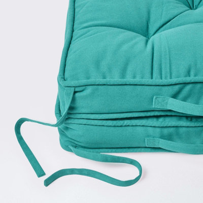 Homescapes Teal Cotton Travel Support Booster Cushion