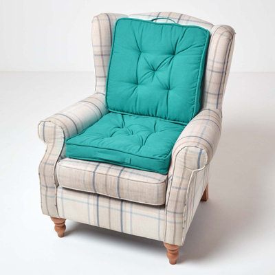 Homescapes Teal Cotton Travel Support Booster Cushion