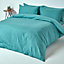 Homescapes Teal Egyptian Cotton Duvet Cover with Pillowcases 200 TC, Super King