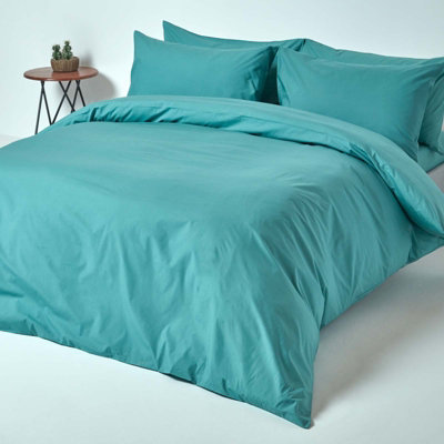 Homescapes Teal Egyptian Cotton Fitted Sheet 200 TC, Double
