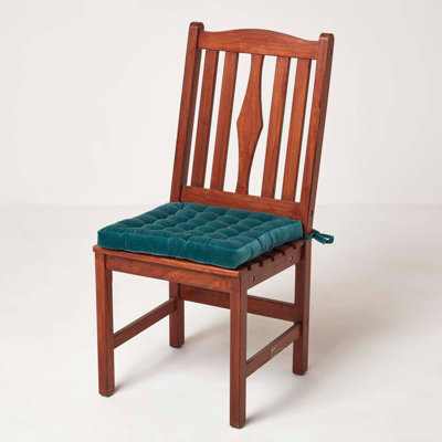 Homescapes Teal Green Quilted Velvet Chair Pad 40 x 40 cm DIY at B Q